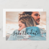 Moderne Minimalistische Calligrafie Foto Save The Date (Voorkant / Achterkant)