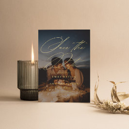 Moderne Minimalistische Calligrafie Foto Save The  Folie Uitnodiging