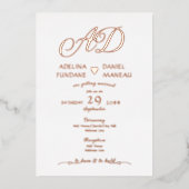 Moderne Minimalistische Calligrafie Hart Wit & Gou Folie Uitnodiging (Voorkant)