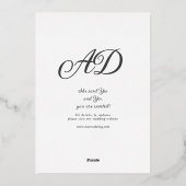 Moderne Minimalistische Calligrafie Hart Wit & Gou Folie Uitnodiging (Achterkant)