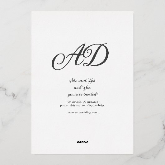 Moderne Minimalistische Calligrafie Hart Wit & Gou Folie Uitnodiging (Achterkant)