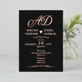 Moderne Minimalistische Calligrafie Hart Zwart & G Folie Uitnodiging (Staand Voorkant)