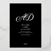 Moderne Minimalistische Calligrafie Hart Zwart & G Folie Uitnodiging (Achterkant)