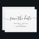 Moderne Minimalistische Calligrafie Save The Date<br><div class="desc">Een moderne maar informele trouwkaart in een zwarte calligrafische en schreefloze lettertype. Je kan jouw foto op de achterkant plaatsen.</div>