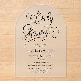 Moderne Minimalistische Calligraphy Baby Meisje Sh Acryl Uitnodigingen