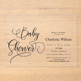 Moderne Minimalistische Calligraphy Baby Shower Acryl Uitnodigingen