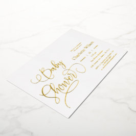 Moderne Minimalistische Calligraphy Baby Shower Folie Uitnodiging