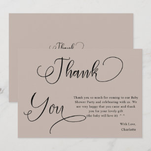 Moderne Minimalistische Calligraphy Meisje Baby Sh Bedankkaart
