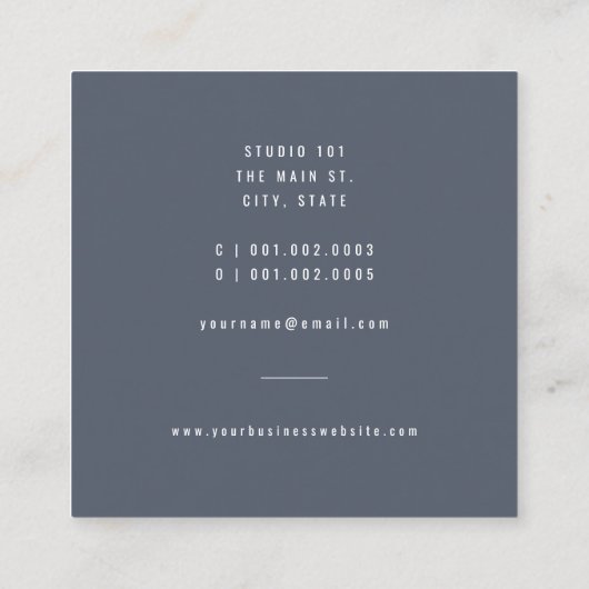 Moderne, minimalistische camera focusfotograaf vierkante visitekaartje (Achterkant)