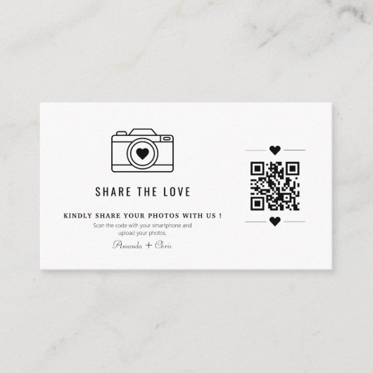Moderne minimalistische Capture The Love QR-code Informatiekaartje (Voorkant)