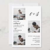 Moderne, minimalistische casual initialen 4 foto's kaart (Voorkant)