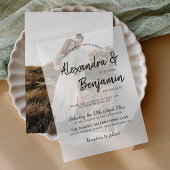 Moderne minimalistische casual script bruiloft ove vellum uitnodigingen