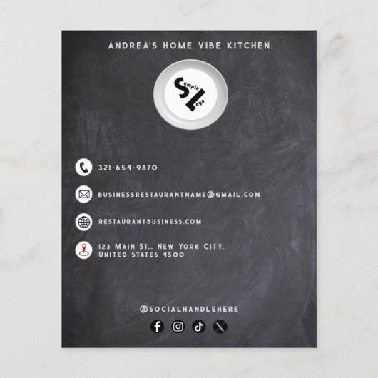 Moderne minimalistische Chalkboard Restaurant Menu (Achterkant)