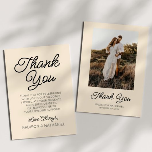 Moderne minimalistische Champagne Afbeelding bruil Bedankkaart