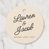 Moderne minimalistische champagne bruiloft bedankjes labels (Achterkant)