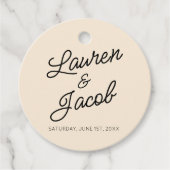 Moderne minimalistische champagne bruiloft bedankjes labels (Voorkant)