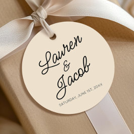 Moderne minimalistische champagne bruiloft bedankjes labels