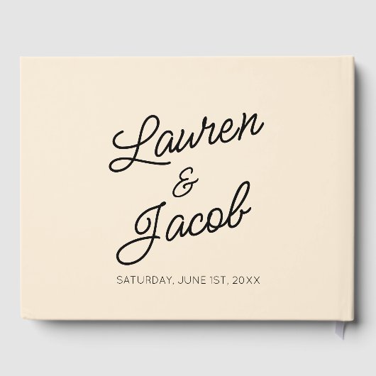 Moderne minimalistische champagne bruiloft gastenboek (Achterkant)