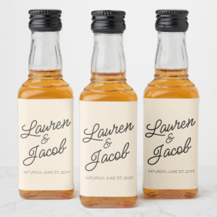 Moderne minimalistische champagne bruiloft mini likeurfles etiket