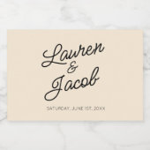 Moderne minimalistische champagne bruiloft mini sparkling wijnetiket (Enkel label)