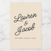 Moderne minimalistische champagne bruiloft mini wijn etiket (Enkel label)