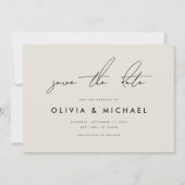 Moderne minimalistische champagne bruiloft Save th Save The Date (Voorkant)