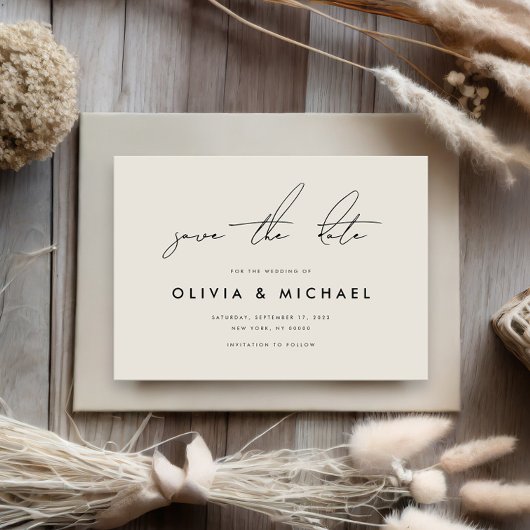 Moderne minimalistische champagne bruiloft Save th Save The Date