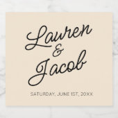 Moderne minimalistische champagne bruiloft sparkling wijnetiket (Enkel label)