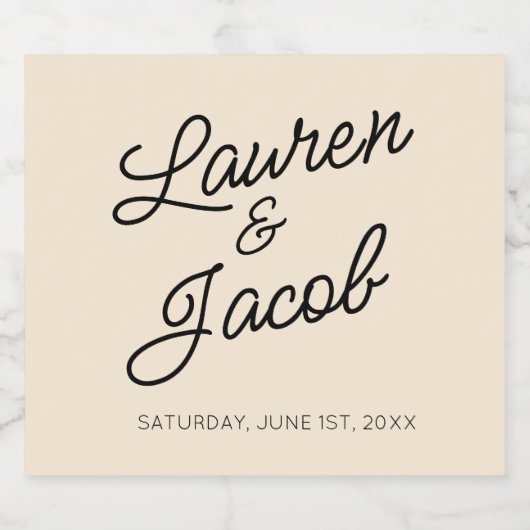 Moderne minimalistische champagne bruiloft sparkling wijnetiket (Enkel label)