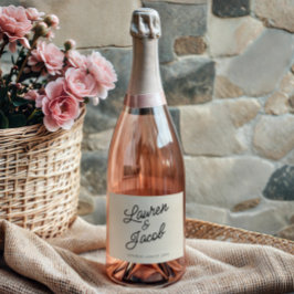 Moderne minimalistische champagne bruiloft sparkling wijnetiket