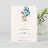 Moderne minimalistische champagne sip & see Baby s Kaart (Staand voorkant)