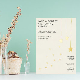 Moderne minimalistische Champagne & Stars Baby sho Folie Uitnodiging