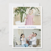 Moderne minimalistische Chanoeka drie familie foto Feestdagenkaart (Voorkant)