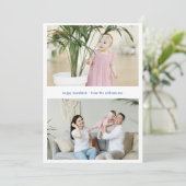 Moderne minimalistische Chanoeka drie familie foto Feestdagenkaart (Staand voorkant)