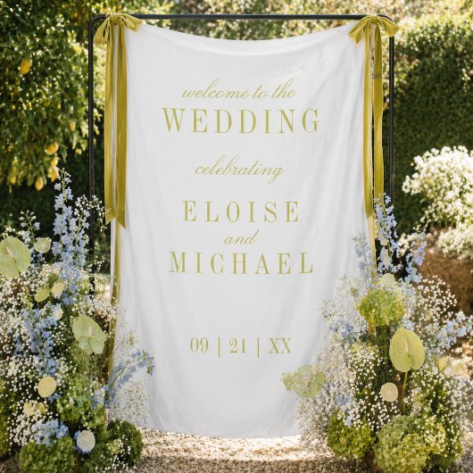 Moderne Minimalistische Chartreuse Trouwbanner Wandkleed
