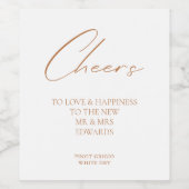 Moderne minimalistische "Cheers to Love"-bruiloft Wijn Etiket (Enkel label)
