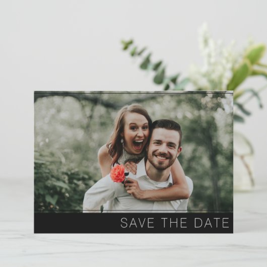 Moderne Minimalistische Chic 2 foto  Save The Date (Staand voorkant)