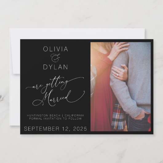 Moderne Minimalistische Chic 2 foto Save The Date (Achterkant)