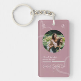 Moderne Minimalistische Chic Muziekspeler Foto Gal Sleutelhanger