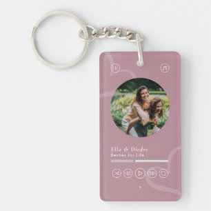 Moderne Minimalistische Chic Muziekspeler Foto Gal Sleutelhanger
