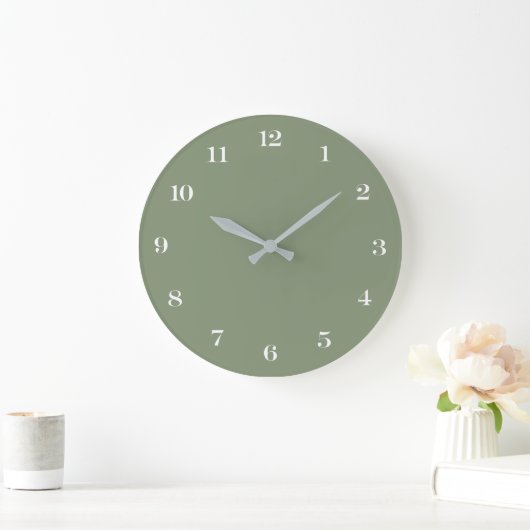 Moderne Minimalistische Chic Saliegroen en Wit Grote Klok (Huis)