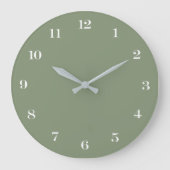 Moderne Minimalistische Chic Saliegroen en Wit Grote Klok (Voorkant)