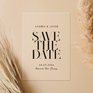 Moderne Minimalistische Chic Trouwkaart Save the D Acryl Uitnodigingen