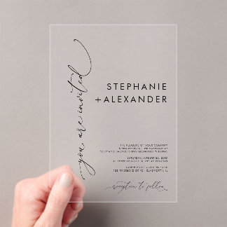 Moderne minimalistische chique acryl bruiloft uitn acryl uitnodigingen