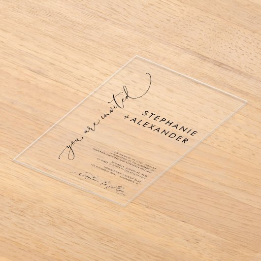 Moderne minimalistische chique acryl bruiloft uitn acryl uitnodigingen (Laagn)