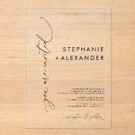 Moderne minimalistische chique acryl bruiloft uitn acryl uitnodigingen