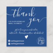 Moderne minimalistische chique blauwe orde dank u vierkante visitekaartje (Voorkant)