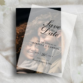 Moderne minimalistische chique bruiloft bespaar de vellum uitnodigingen