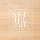 Moderne minimalistische chique bruiloft Save the D Acryl Uitnodigingen (Voorkant)