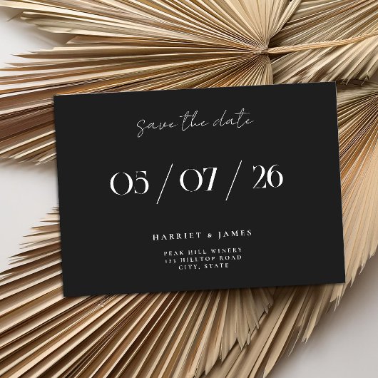 Moderne minimalistische chique bruiloft Save the D Date